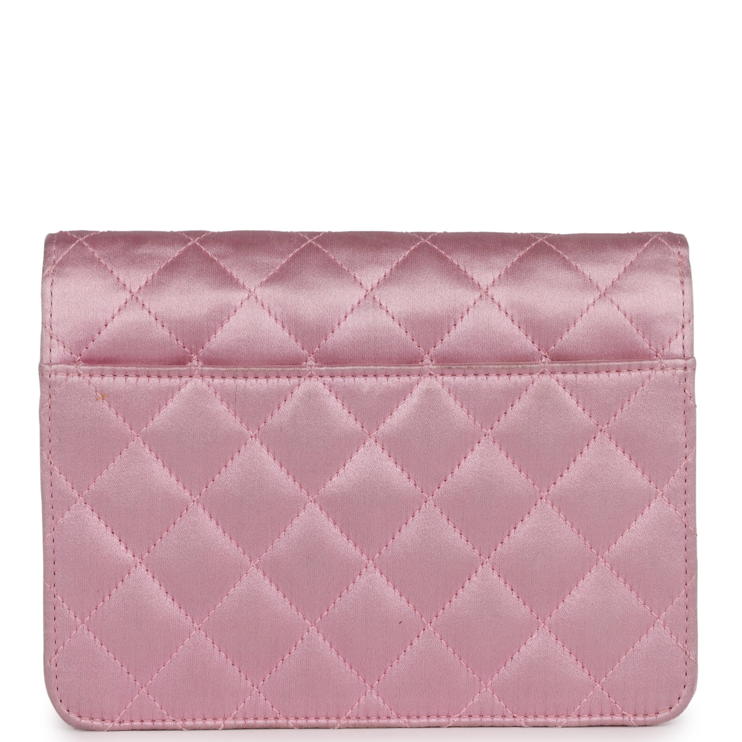 Vintage Chanel Mini Straight Flap Bag Pink Satin Gold Hardware