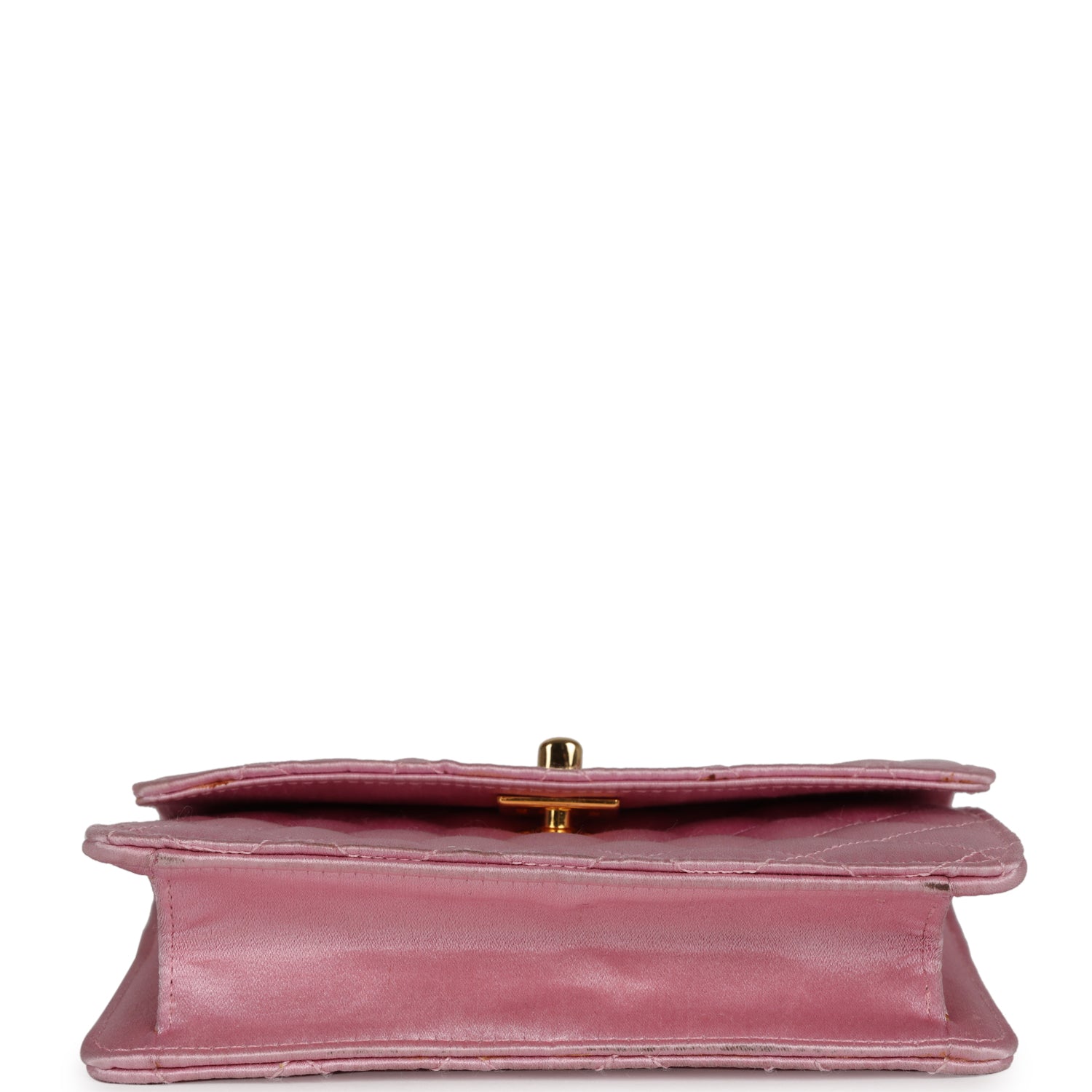 Vintage Chanel Mini Straight Flap Bag Pink Satin Gold Hardware