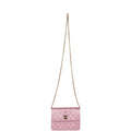 Vintage Chanel Mini Straight Flap Bag Pink Satin Gold Hardware