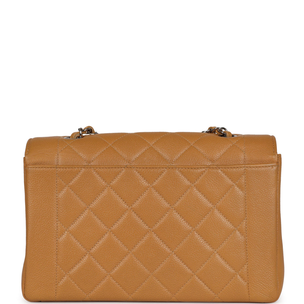 Vintage Chanel Medium Diana Flap Bag Dark Beige Caviar Silver Hardware