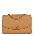 Vintage Chanel Medium Diana Flap Bag Dark Beige Caviar Gold Hardware