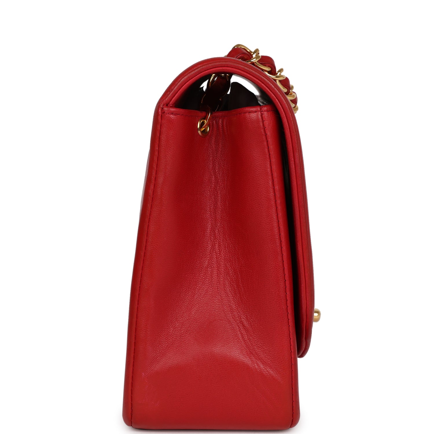 Vintage Chanel Small Diana Flap Bag Red Lambskin Gold Hardware