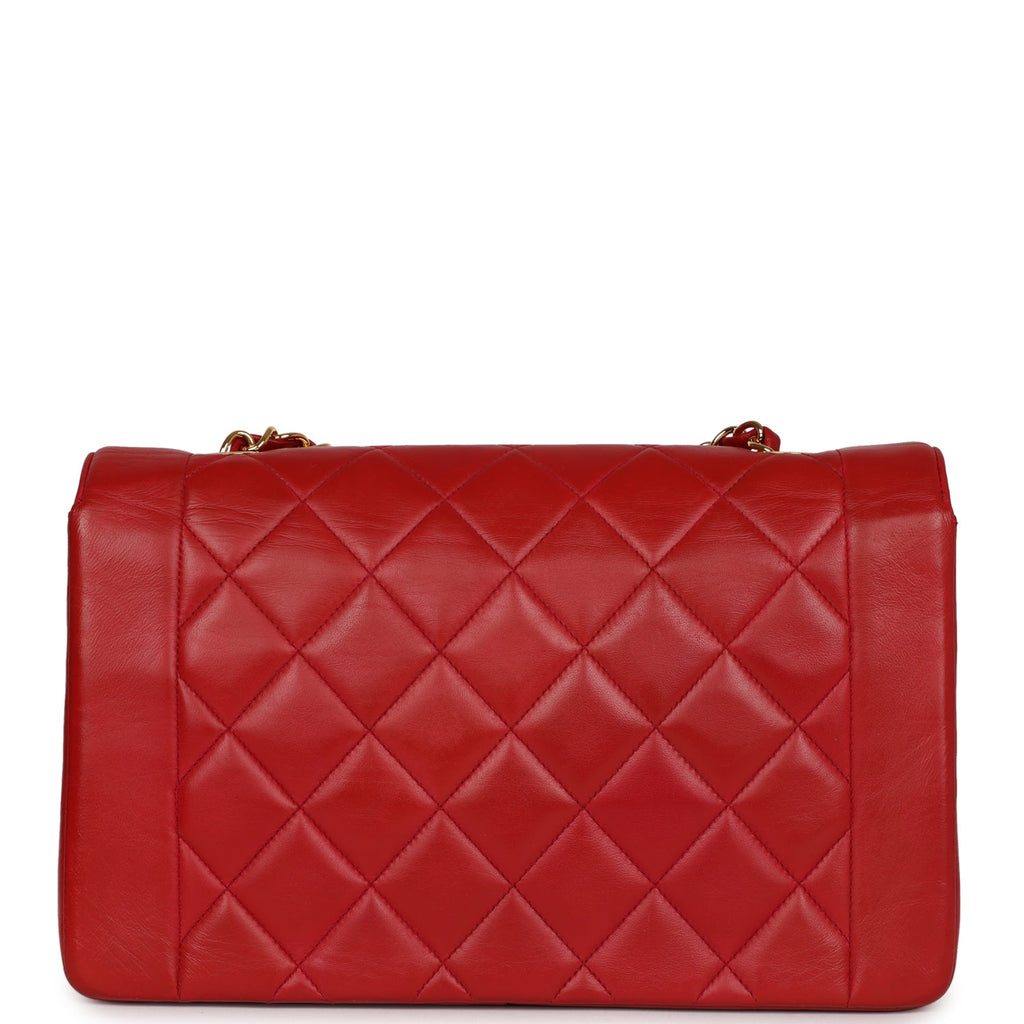 Vintage Chanel Small Diana Flap Bag Red Lambskin Gold Hardware