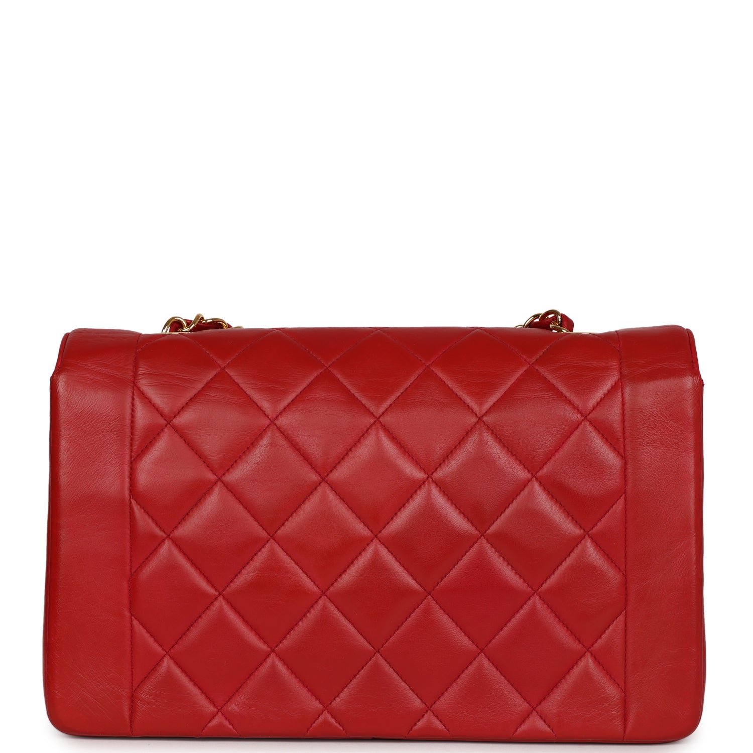 Vintage Chanel Small Diana Flap Bag Red Lambskin Gold Hardware
