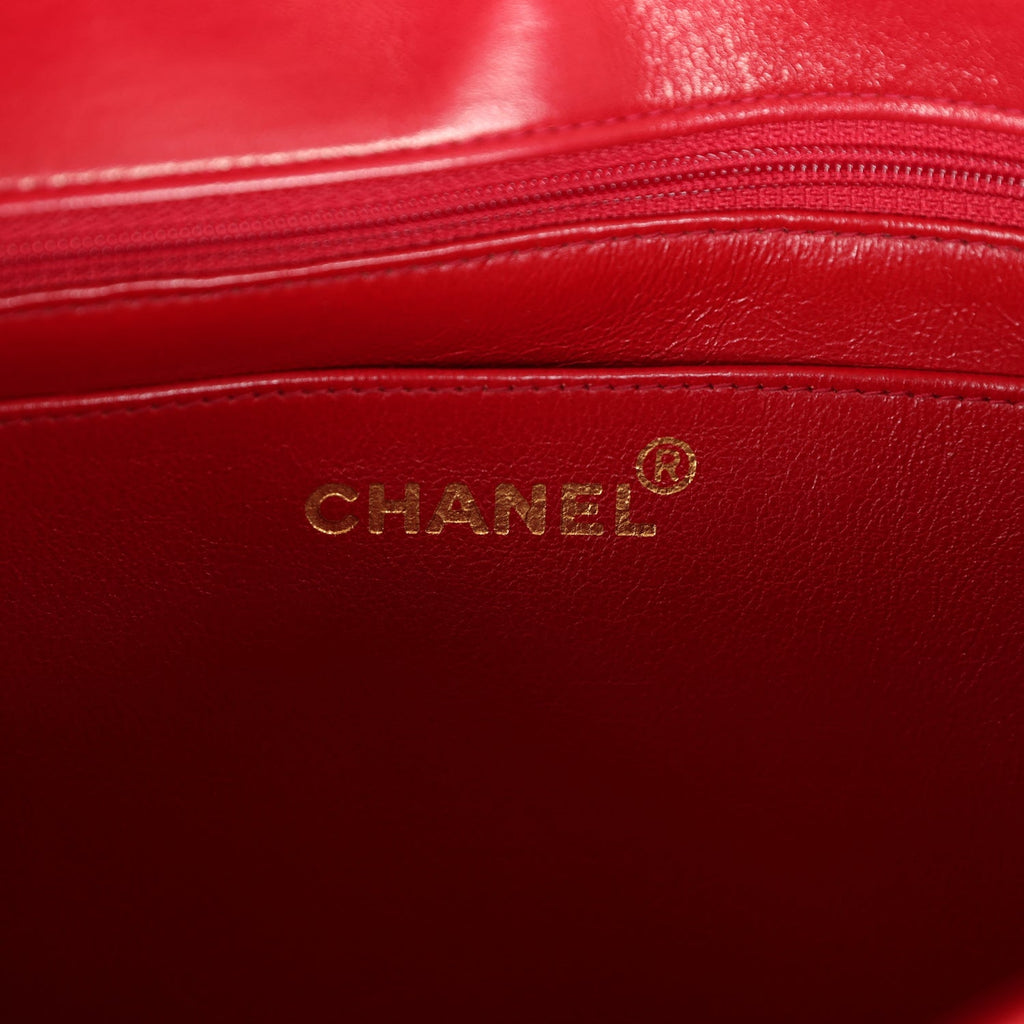 Vintage Chanel Small Diana Flap Bag Red Lambskin Gold Hardware