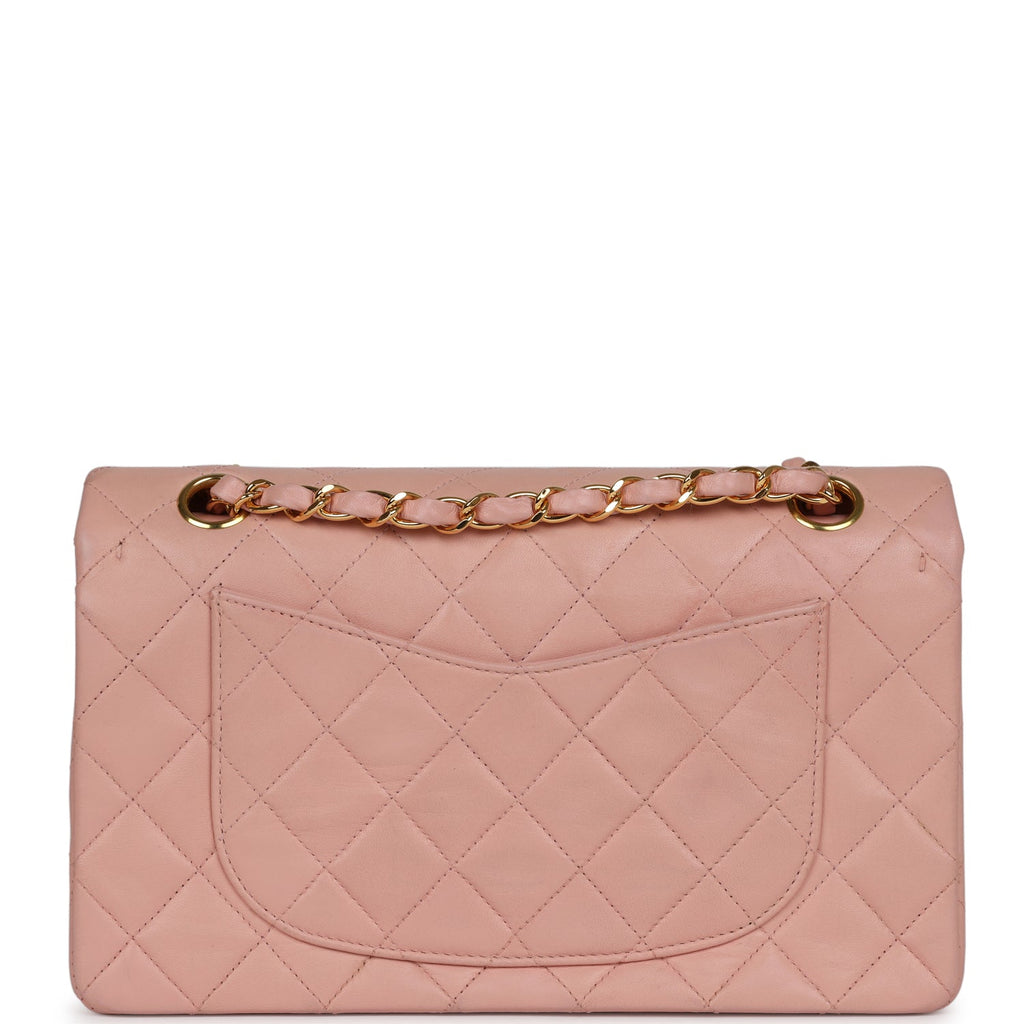 Vintage Chanel Small Classic Double Flap Pink Lambskin Gold Hardware