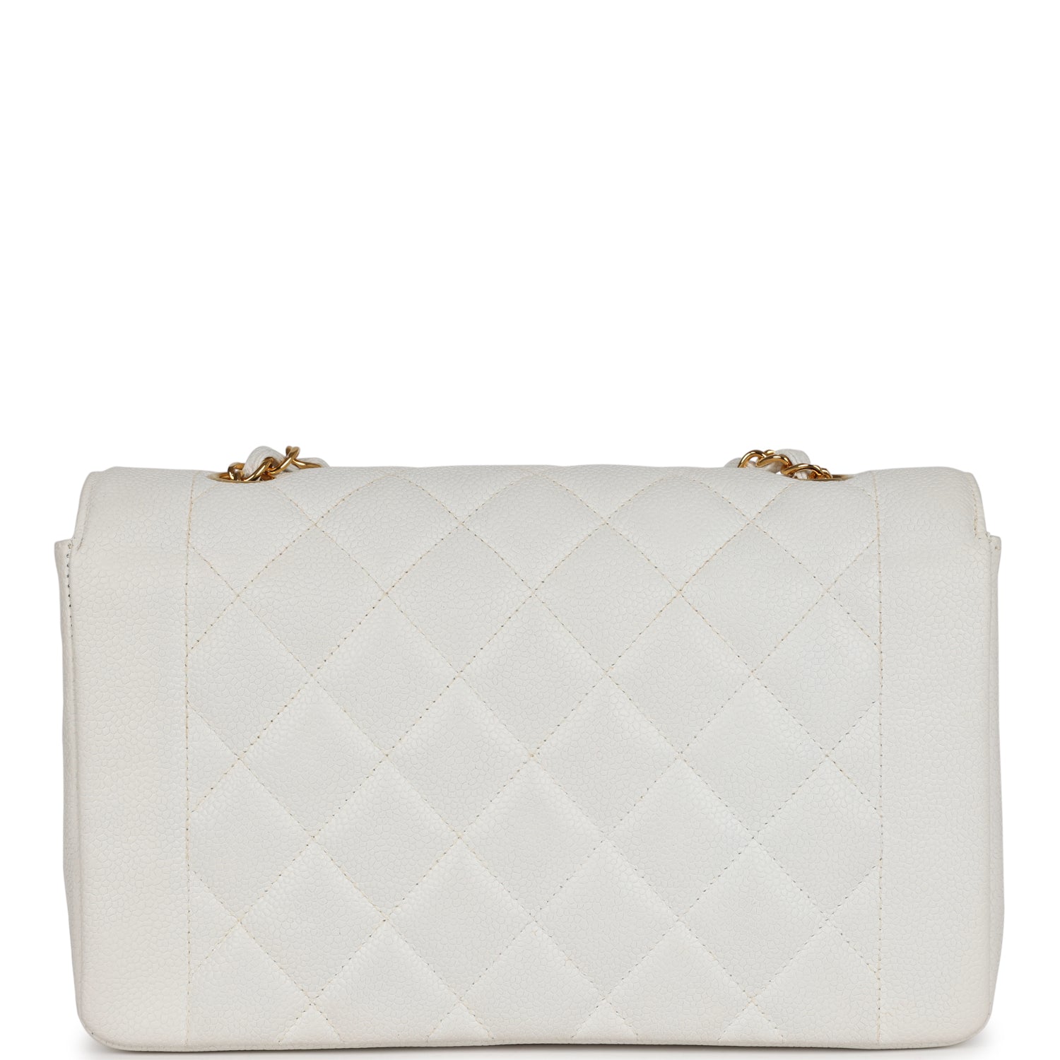 Vintage Chanel Medium Diana Flap Bag White Caviar Gold Hardware