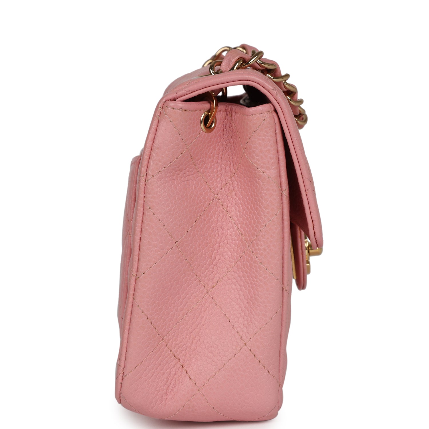 New Chanel Mini Square Flap Pink Caviar Gold Hardware