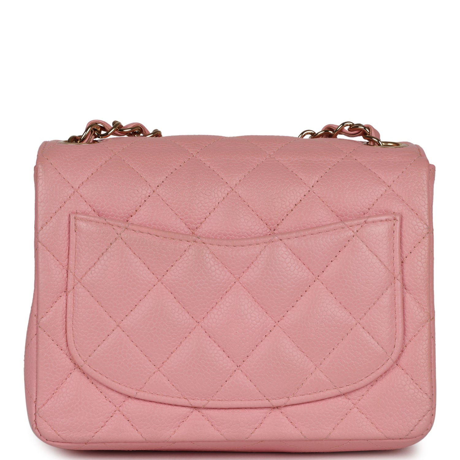 New Chanel Mini Square Flap Pink Caviar Gold Hardware