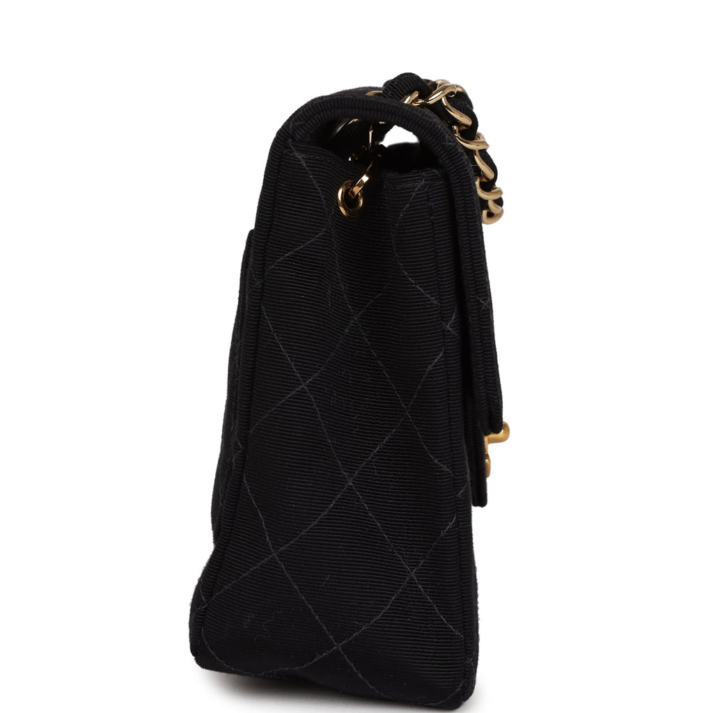 Vintage Chanel Mini Square Flap Bag Black Canvas Gold Hardware