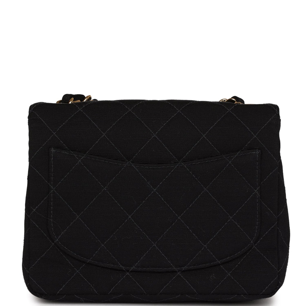 Vintage Chanel Mini Square Flap Bag Black Canvas Gold Hardware