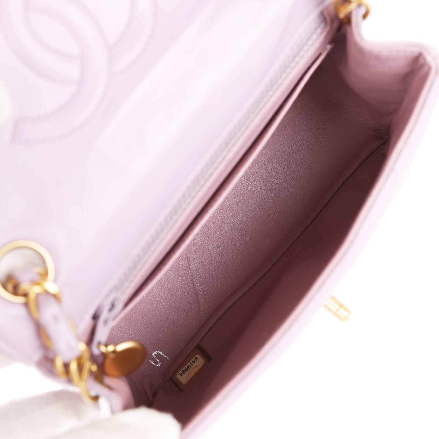 New Chanel Mini Square Flap Bag Light Purple Lambskin Matte Gold Hardware