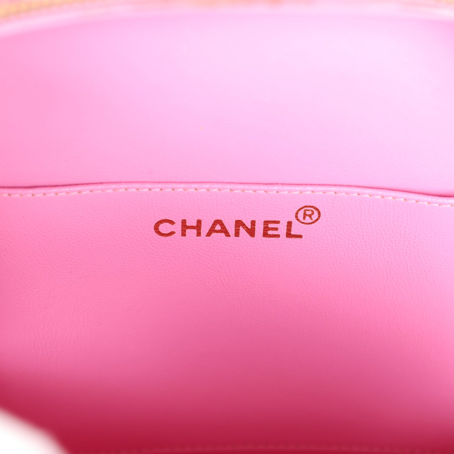 New Chanel Round Vanity Bag Pink and Black Patent Leather Antique Gold Hardware
