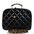 New Chanel Lunchbox Vanity Black Patent Leather Gold Hardware