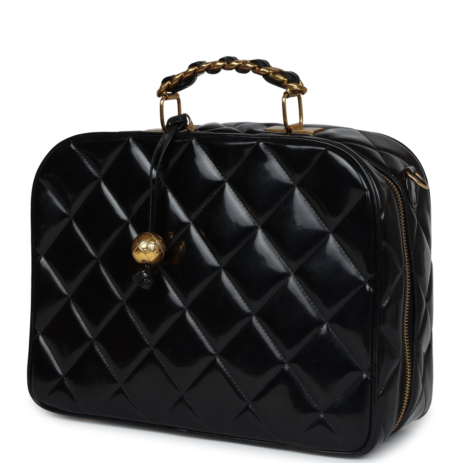 New Chanel Lunchbox Vanity Black Patent Leather Gold Hardware