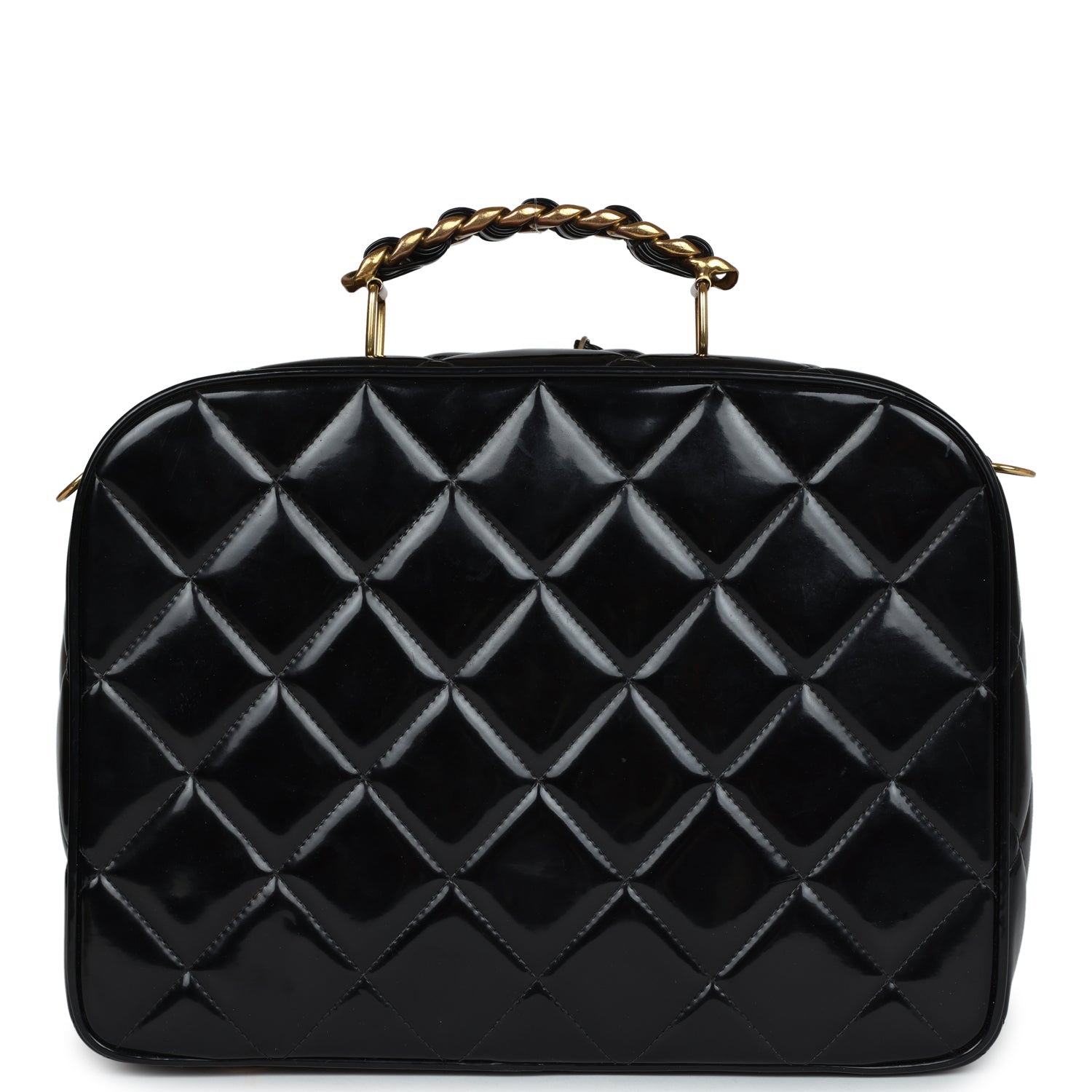 New Chanel Lunchbox Vanity Black Patent Leather Gold Hardware