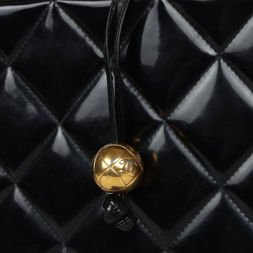 New Chanel Lunchbox Vanity Black Patent Leather Gold Hardware