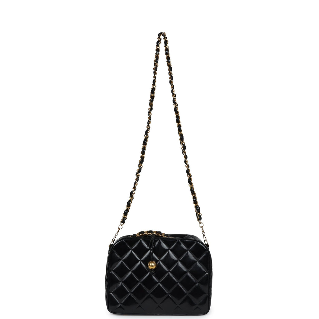 New Chanel Lunchbox Vanity Black Patent Leather Gold Hardware