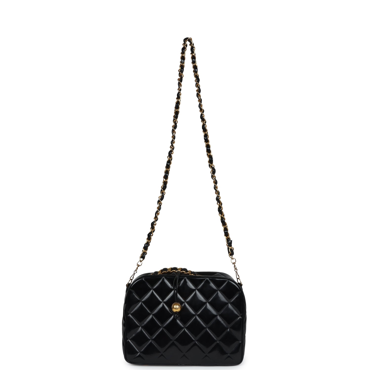 New Chanel Lunchbox Vanity Black Patent Leather Gold Hardware