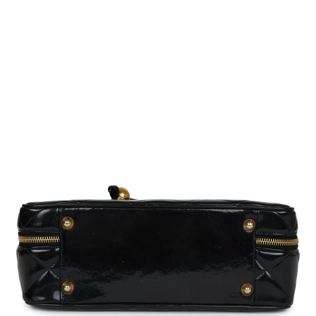 New Chanel Lunchbox Vanity Black Patent Leather Gold Hardware