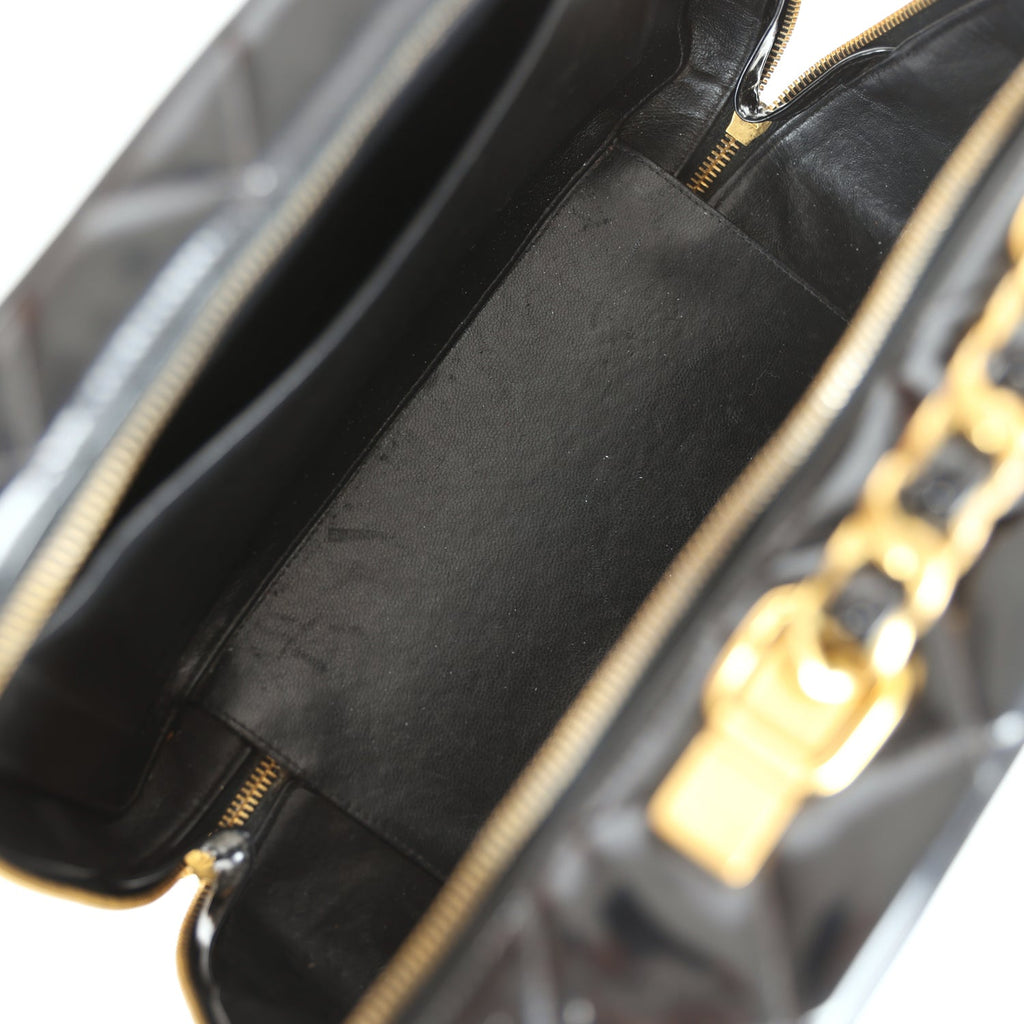 New Chanel Lunchbox Vanity Black Patent Leather Gold Hardware