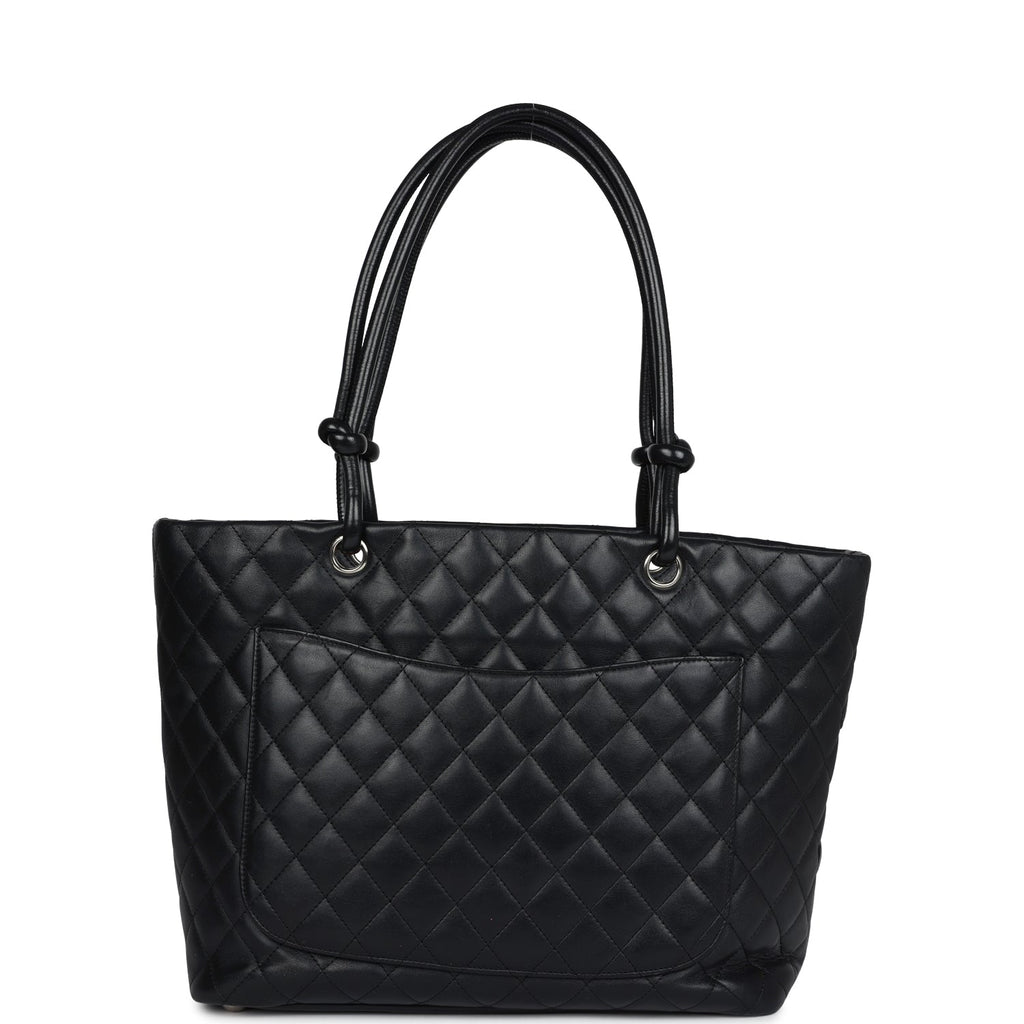 Vintage Chanel Large Cambon Ligne Tote Black Calfskin Silver Hardware
