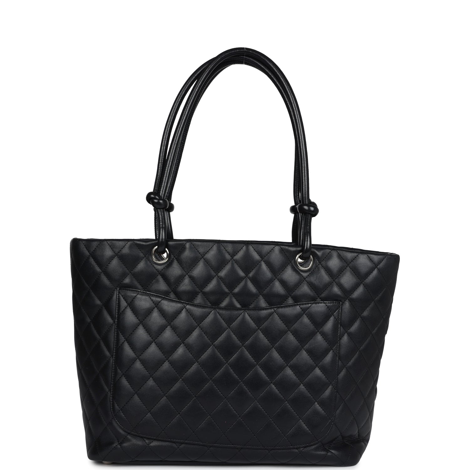 Vintage Chanel Large Cambon Ligne Tote Black Calfskin Silver Hardware