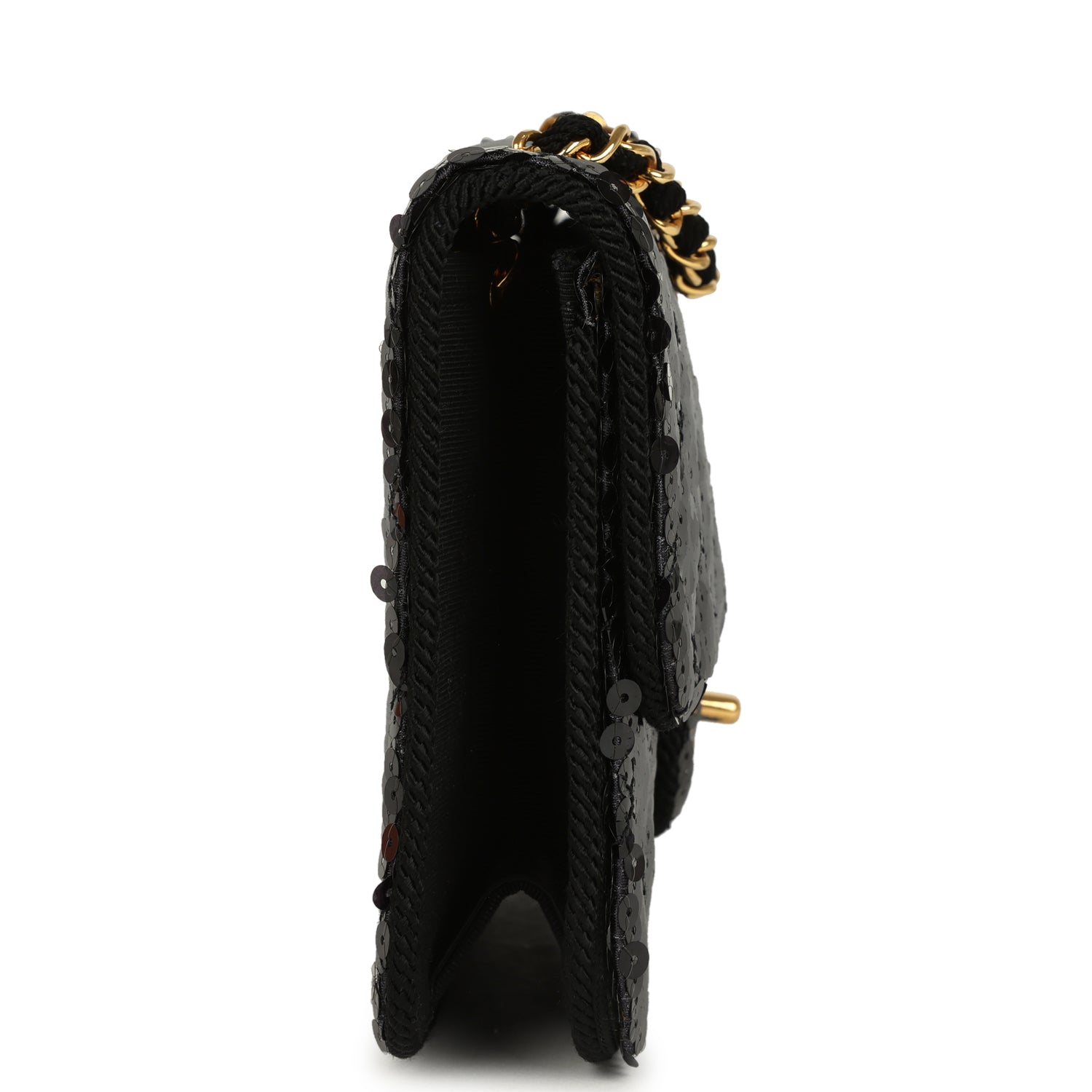 New Chanel Small Flap Bag Black Sequin Gold Hardware