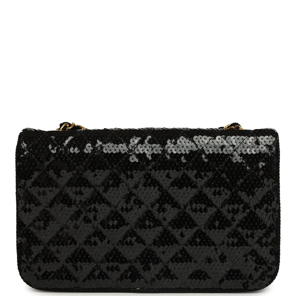 New Chanel Small Flap Bag Black Sequin Gold Hardware