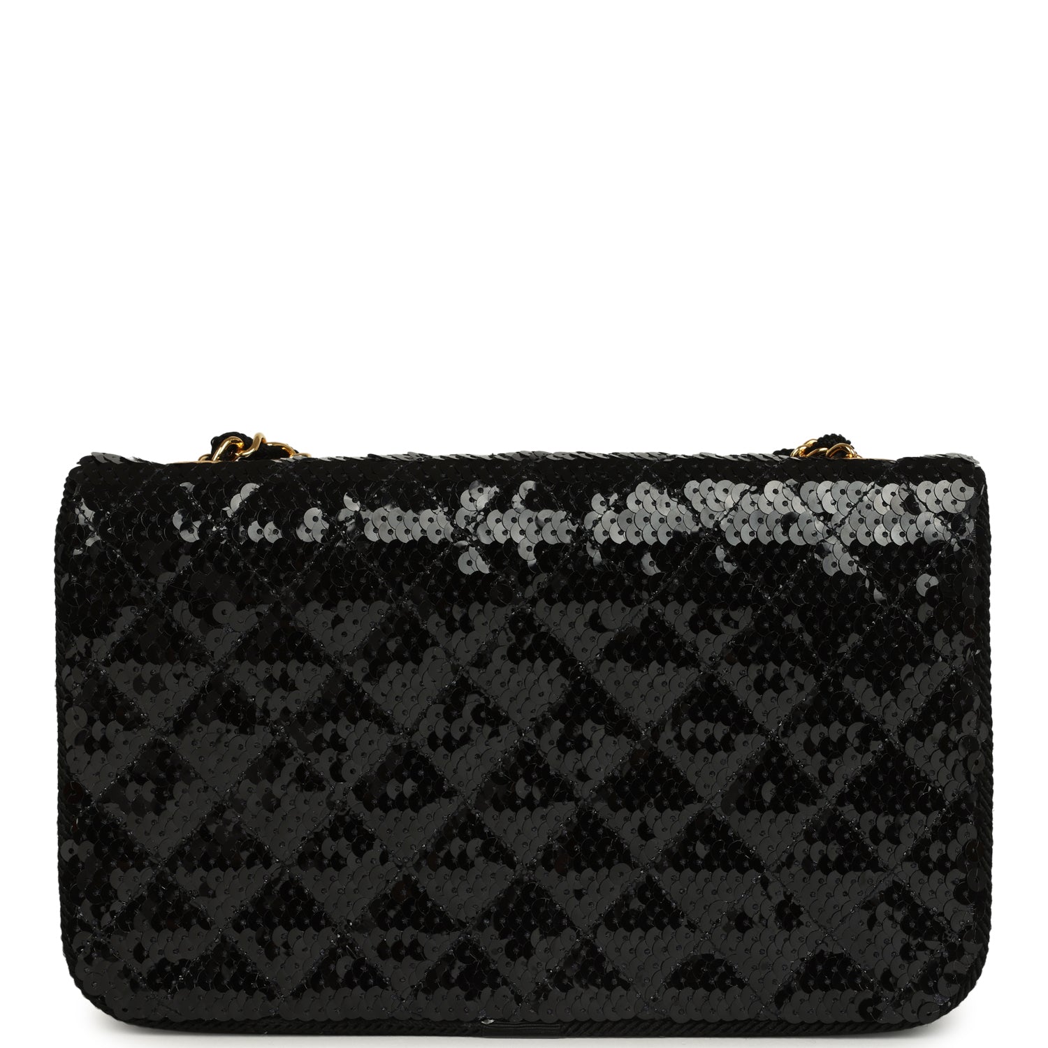 New Chanel Small Flap Bag Black Sequin Gold Hardware