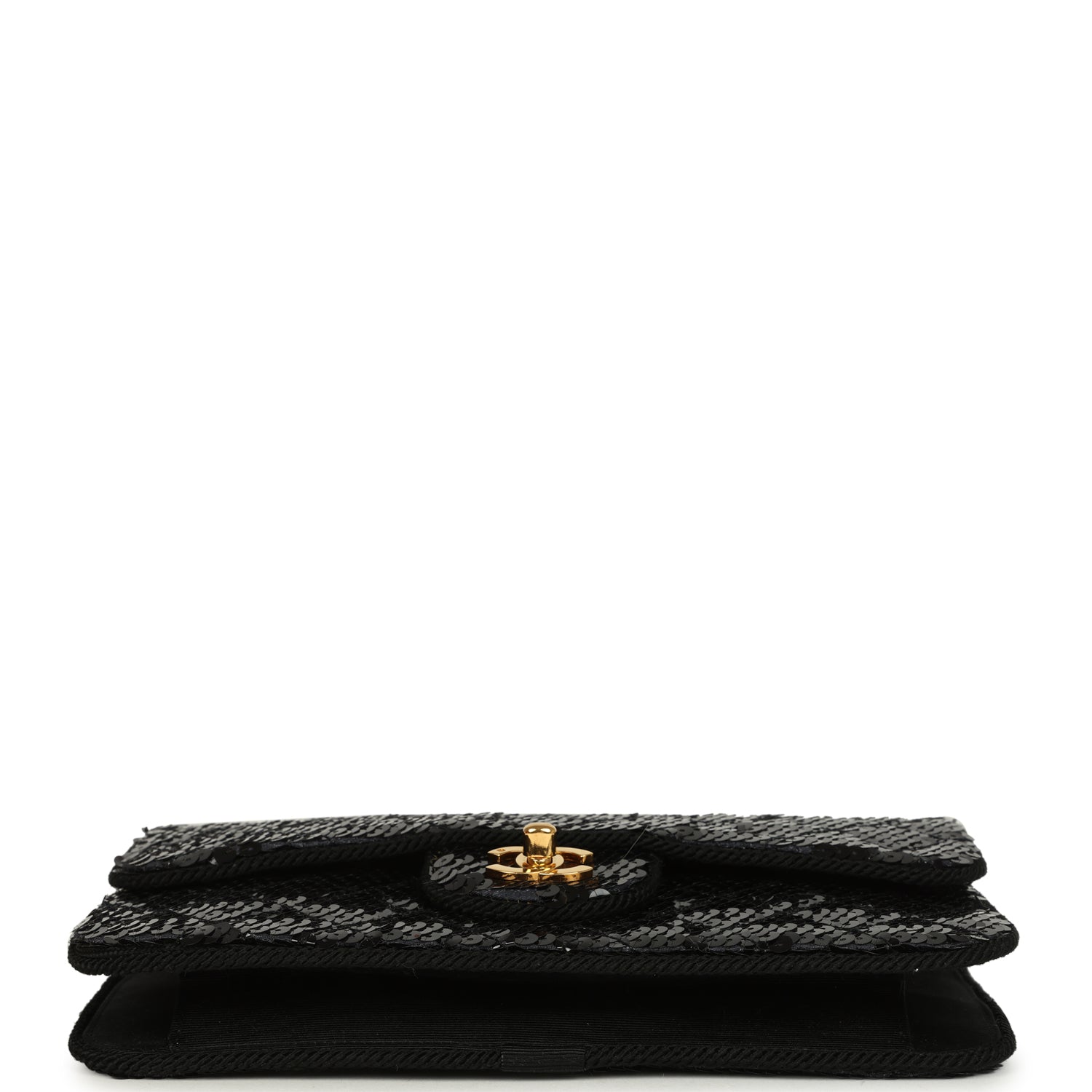 New Chanel Small Flap Bag Black Sequin Gold Hardware
