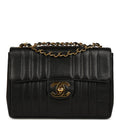 New Chanel Jumbo Classic Mademoiselle Vertical Flap Black Caviar Gold Hardware