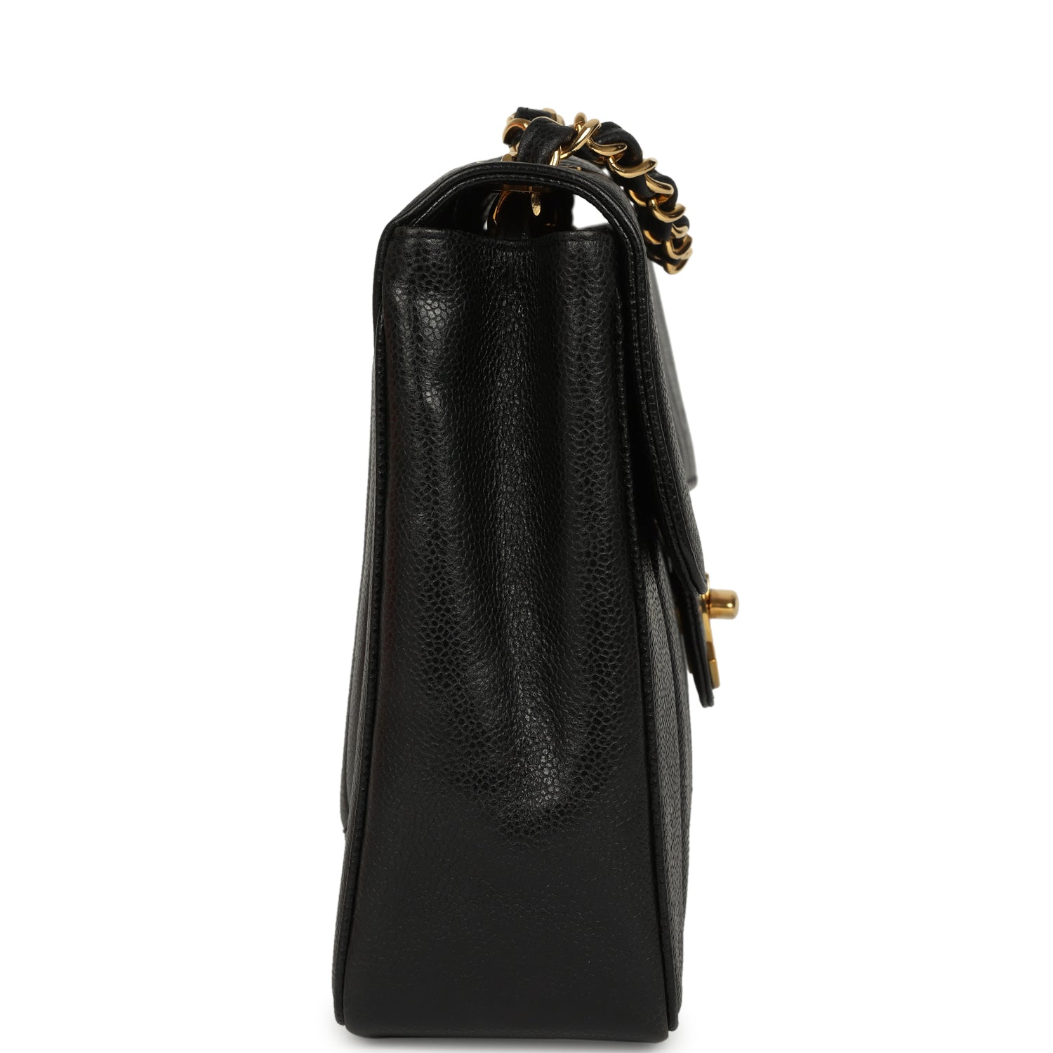 New Chanel Jumbo Classic Mademoiselle Vertical Flap Black Caviar Gold Hardware