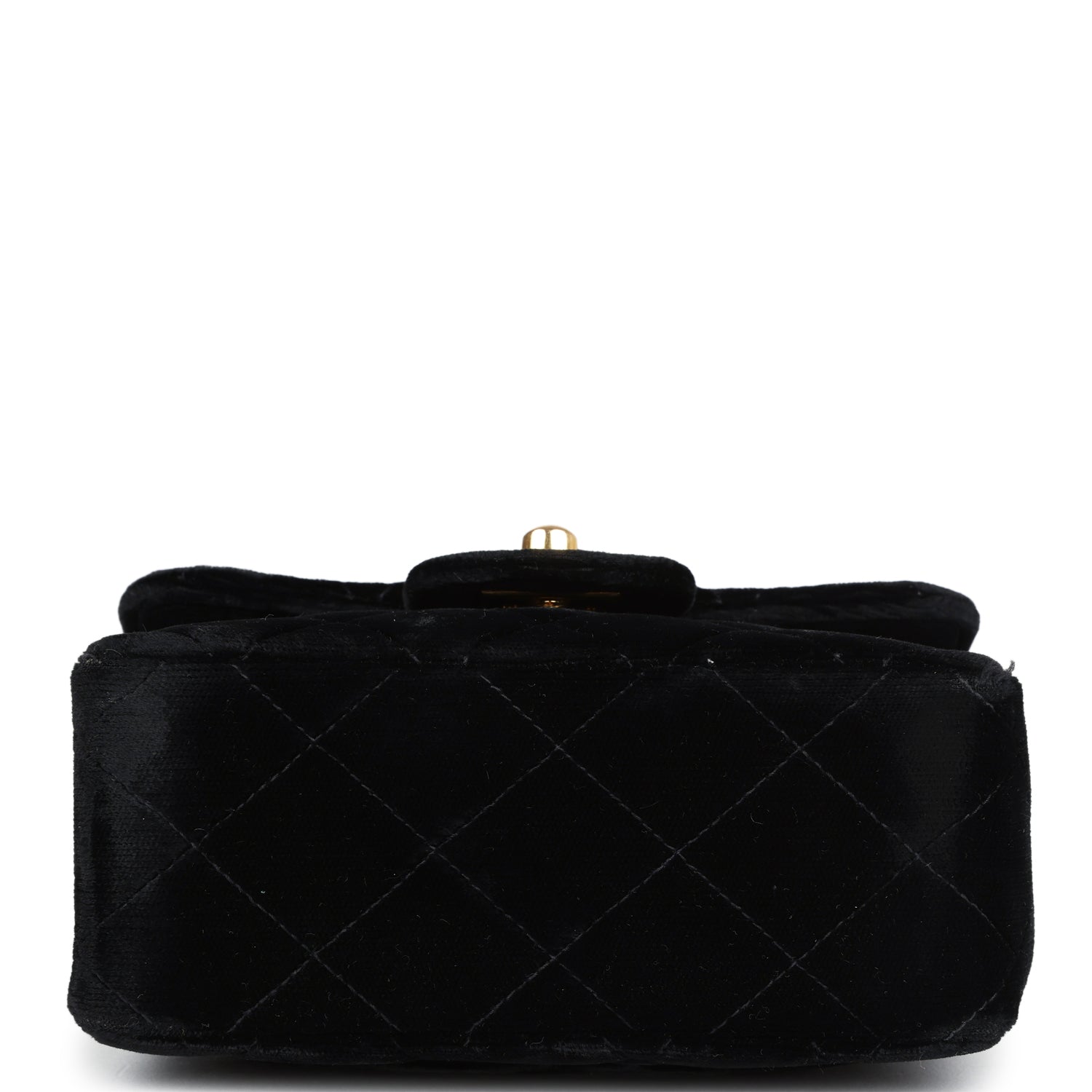 New Chanel Micro Kelly Child Flap Bag Black Velvet Gold Hardware