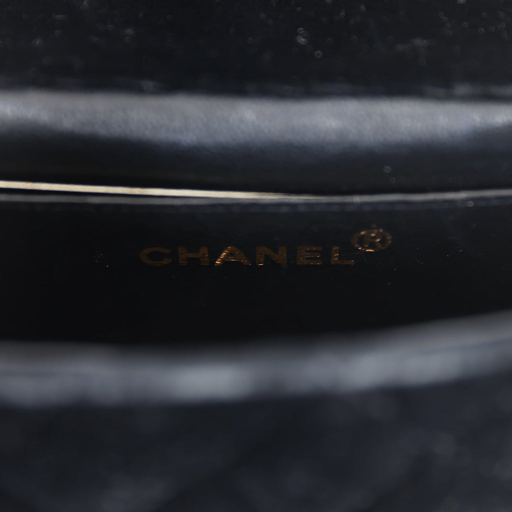 New Chanel Micro Kelly Child Flap Bag Black Velvet Gold Hardware