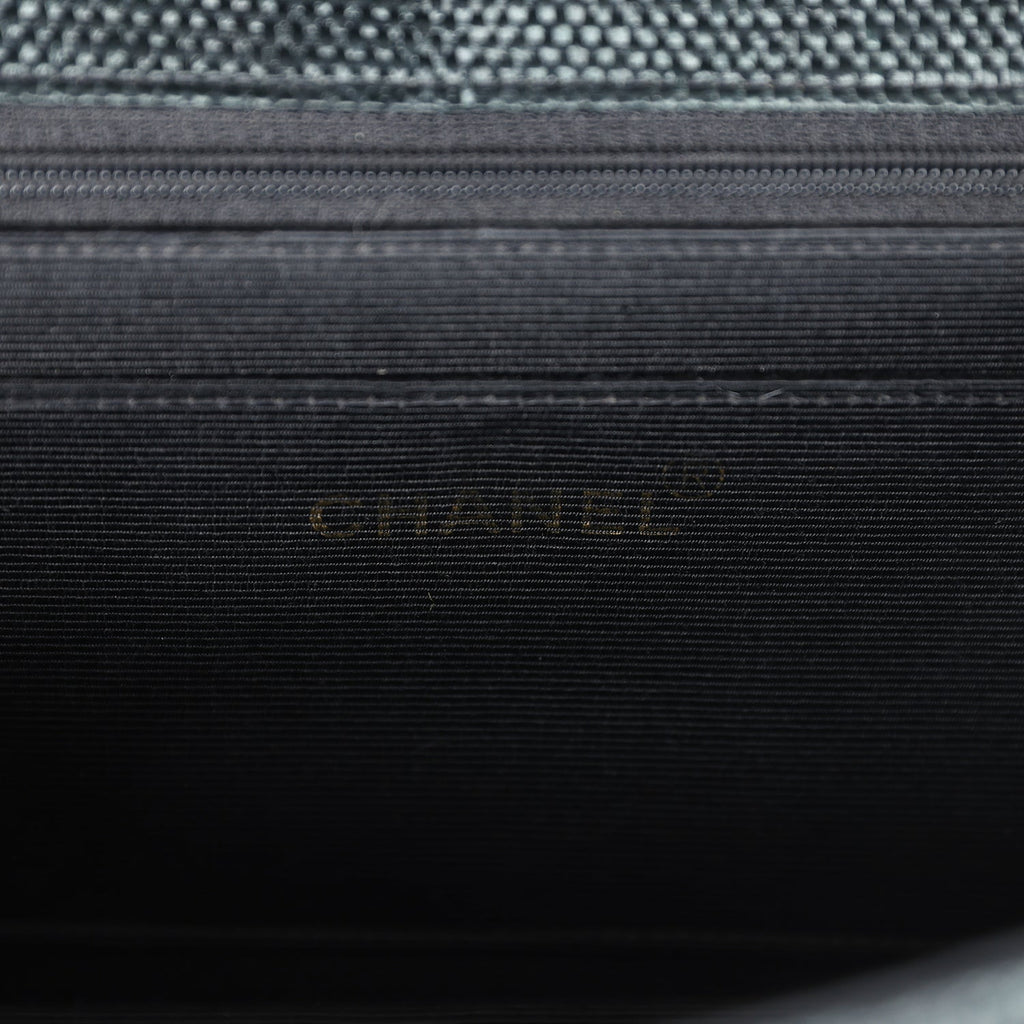 New Chanel Quilted Fringe Single Flap Bag Black Raffia Gold Hardware