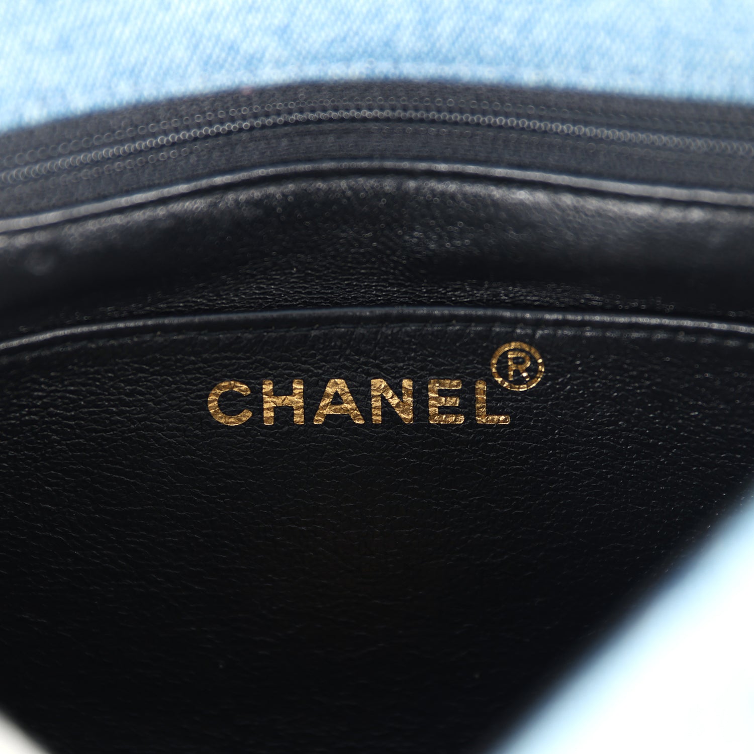 New Chanel Mini Square Flap Bag Blue Denim Gold Hardware