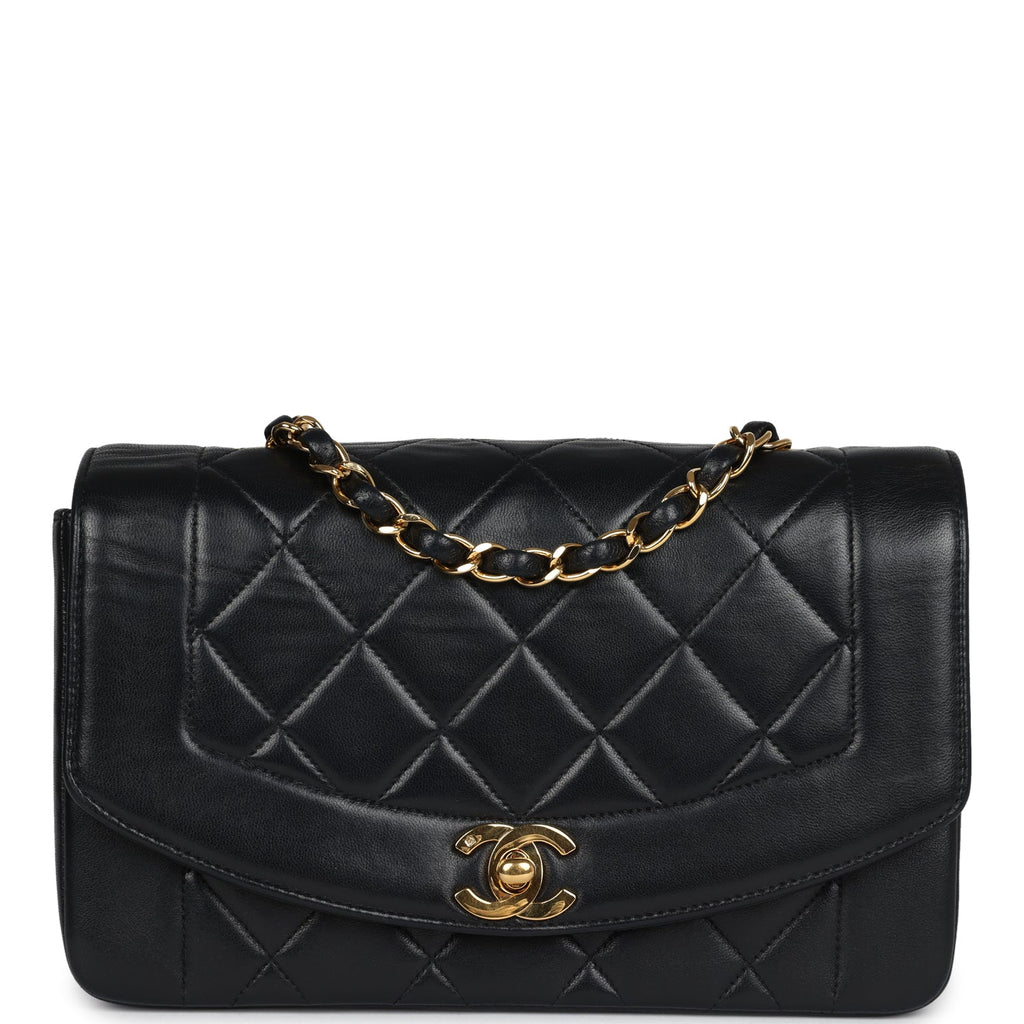New Chanel Small Diana Flap Bag Black Lambskin Gold Hardware
