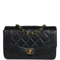 New Chanel Small Diana Flap Bag Black Lambskin Gold Hardware