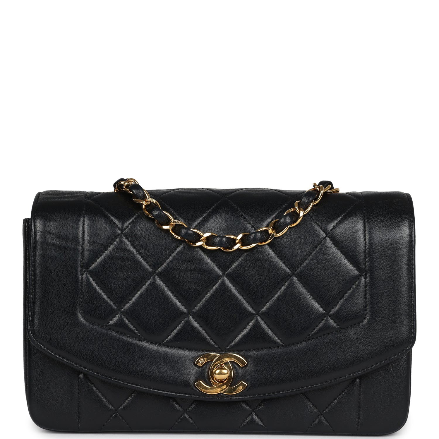 New Chanel Small Diana Flap Bag Black Lambskin Gold Hardware