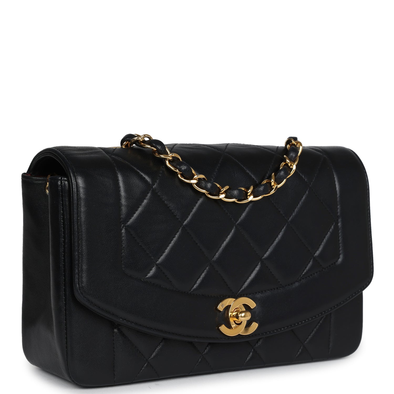 New Chanel Small Diana Flap Bag Black Lambskin Gold Hardware