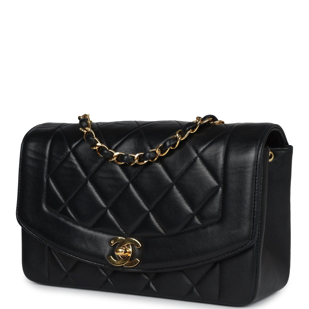 New Chanel Small Diana Flap Bag Black Lambskin Gold Hardware