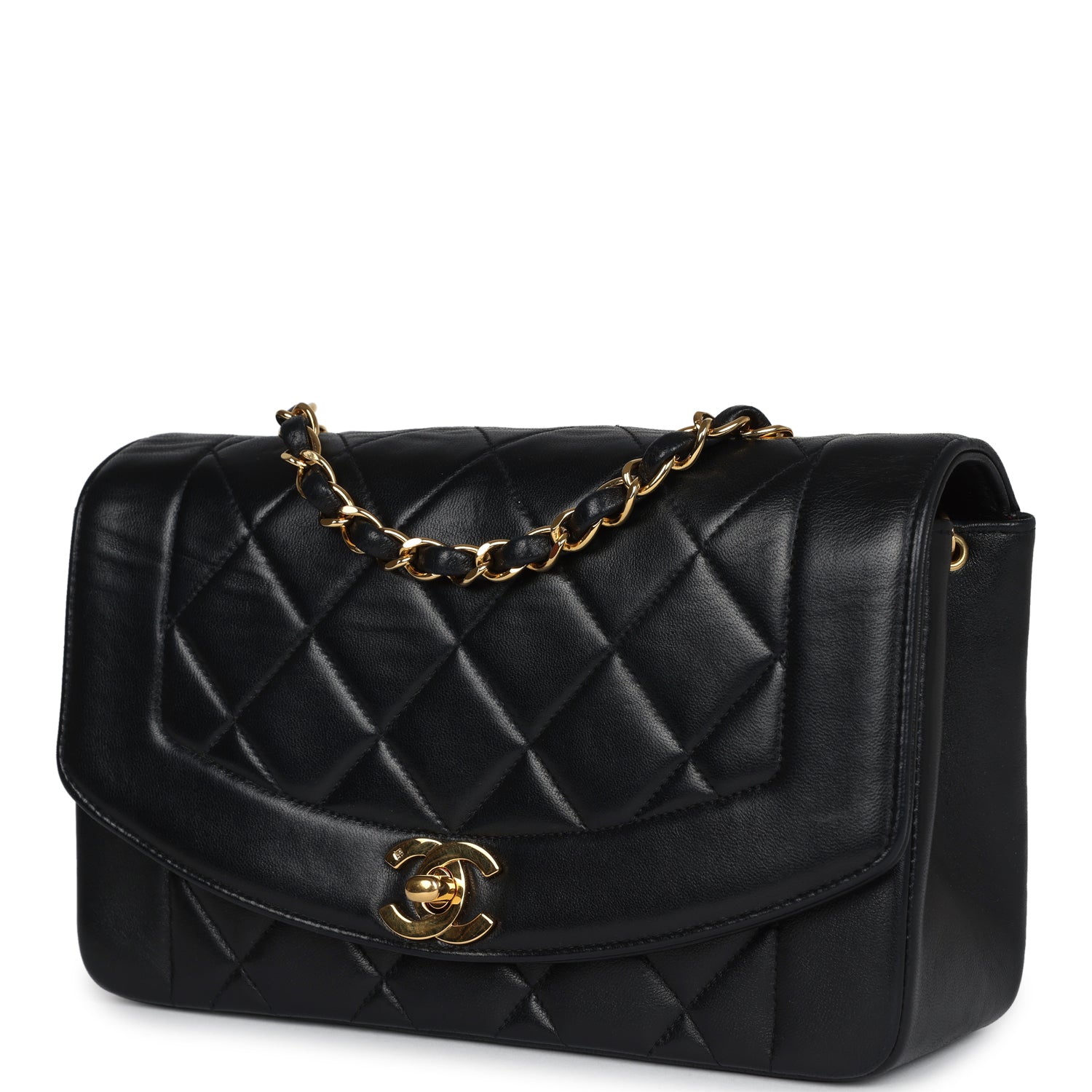 New Chanel Small Diana Flap Bag Black Lambskin Gold Hardware