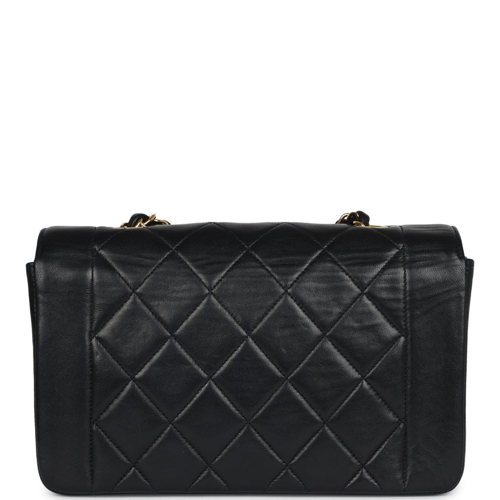 New Chanel Small Diana Flap Bag Black Lambskin Gold Hardware