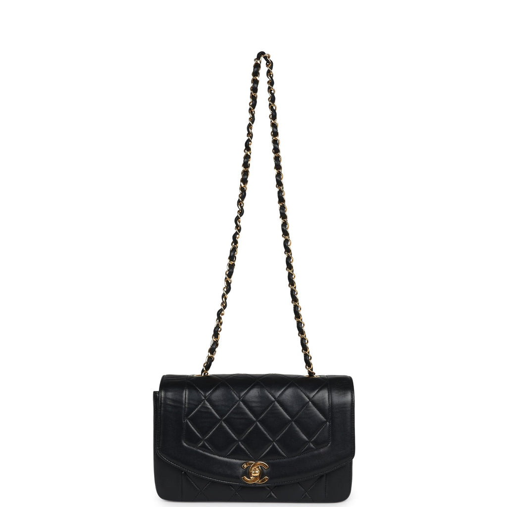New Chanel Small Diana Flap Bag Black Lambskin Gold Hardware