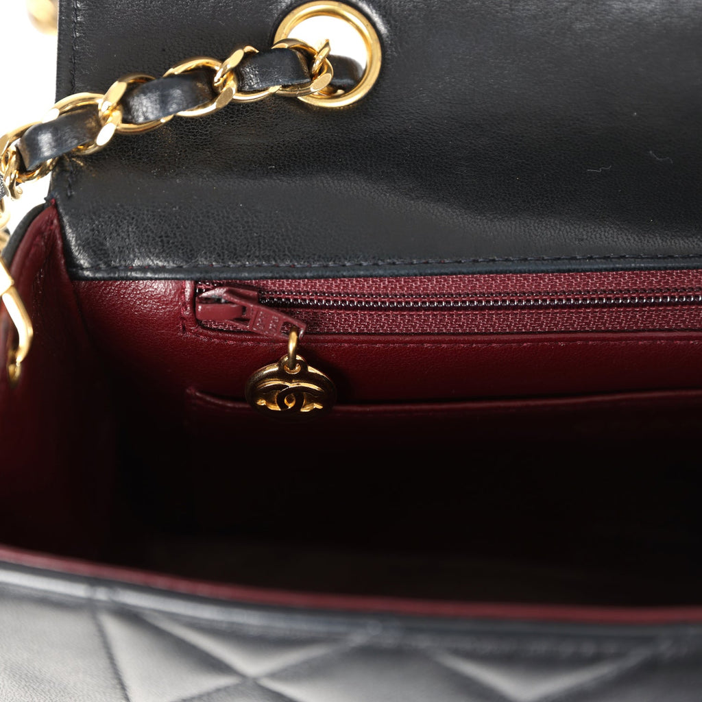 New Chanel Small Diana Flap Bag Black Lambskin Gold Hardware