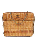 New Chanel Small Picnic Basket Bag Natural Wicker Gold Hardware