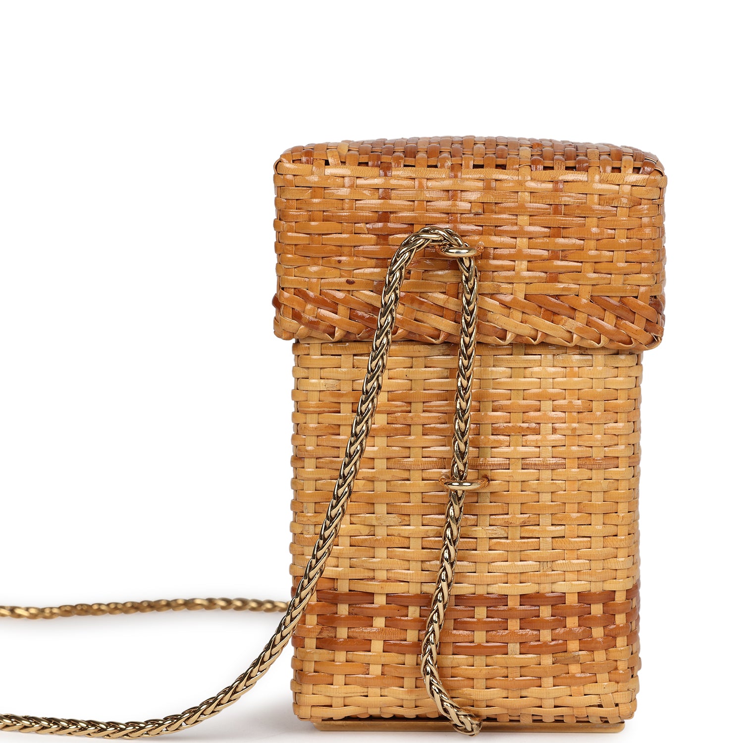 New Chanel Small Picnic Basket Bag Natural Wicker Gold Hardware