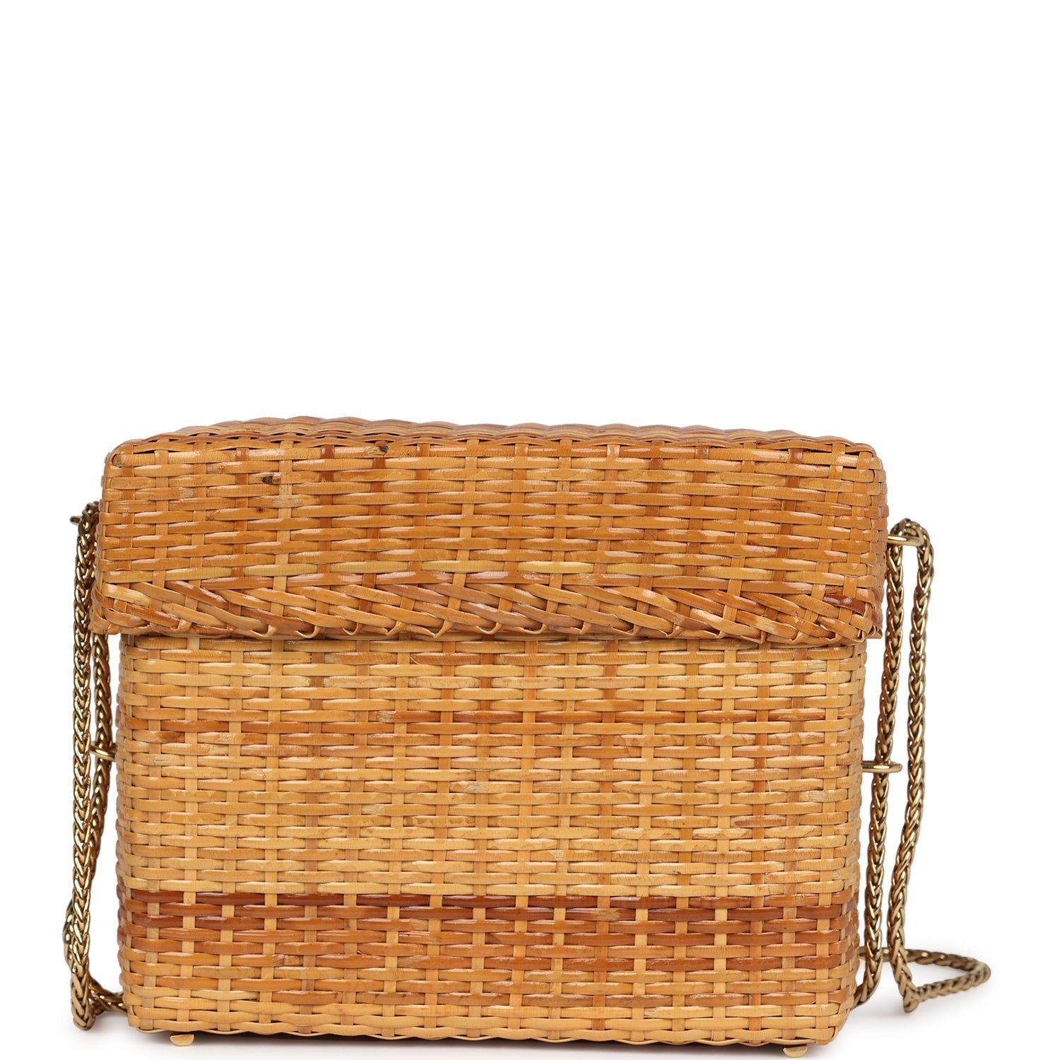 New Chanel Small Picnic Basket Bag Natural Wicker Gold Hardware
