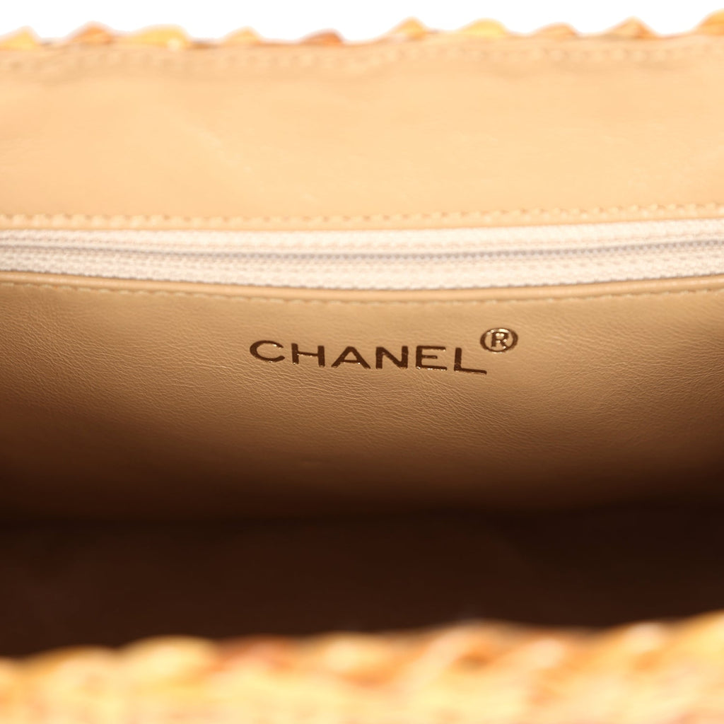 New Chanel Small Picnic Basket Bag Natural Wicker Gold Hardware